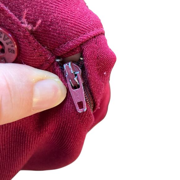 Vintage 80s Levis Maroon Red Dacron Polyester Office Straight Skirt Size XS - Picture 13 of 15